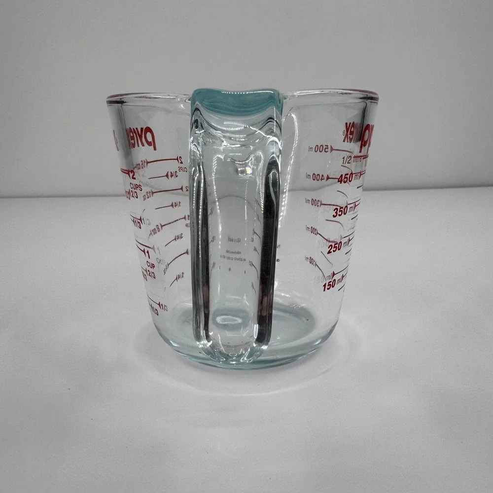 Vintage Pyrex 2 Cup Glass Measuring Cup 16oz 500ml Red Lettering Made‎ in USA